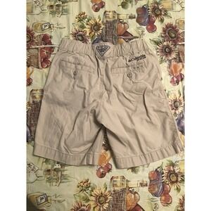 Columbia Boys Cargo Shorts S 8-10 Beige Elastic Waist Flat Front Pockets